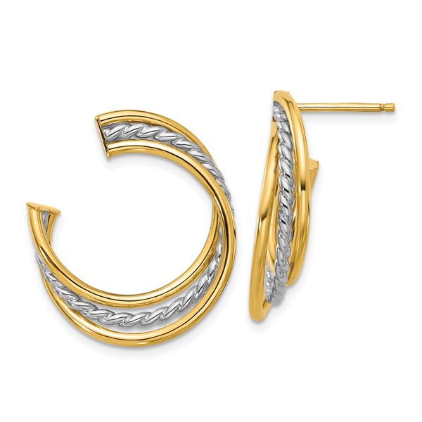 Leslie's 14K w/White Rhodium Polished and Post Earrings Brynn Marr Jewelers Jacksonville, NC
