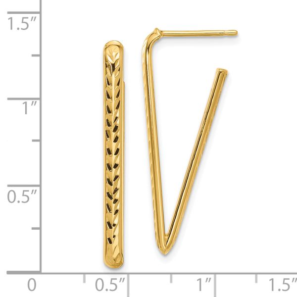 Leslie's 14K Polished and Diamod-cut Triangle Post Earrings Image 3 Selman's Jewelers-Gemologist McComb, MS