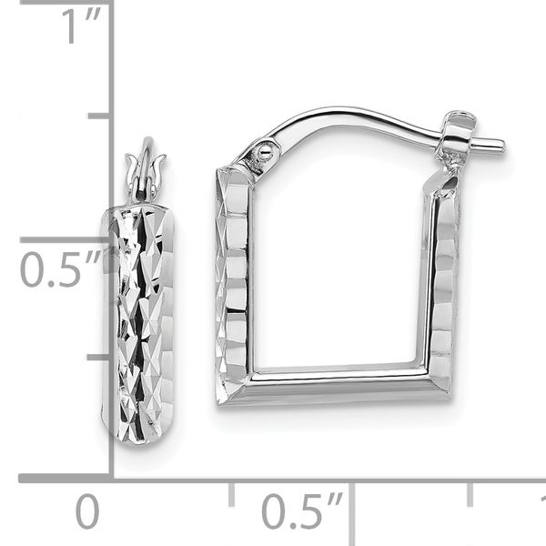 Leslie's 14K White Gold Polished and Diamond-cut Square Hoop Earrings Image 3 H. Brandt Jewelers Natick, MA