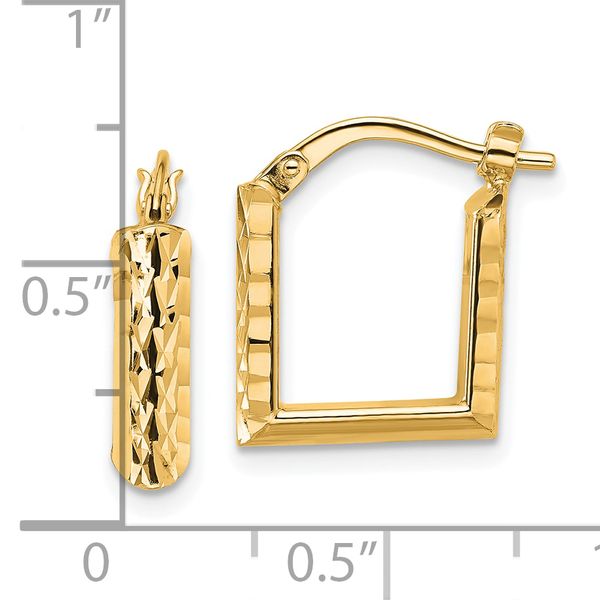 Leslie's 14K Polished and Diamond-cut Square Hoop Earrings Image 3 Ware's Jewelers Bradenton, FL