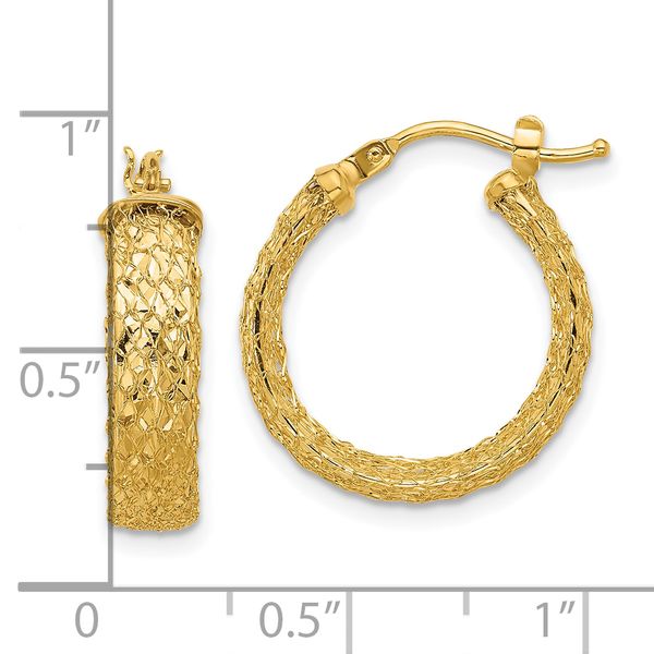 Leslie's 14K Polished/Textured/Diamond-cut Hoop Earrings Image 3 Trenton Jewelers Ltd. Trenton, MI