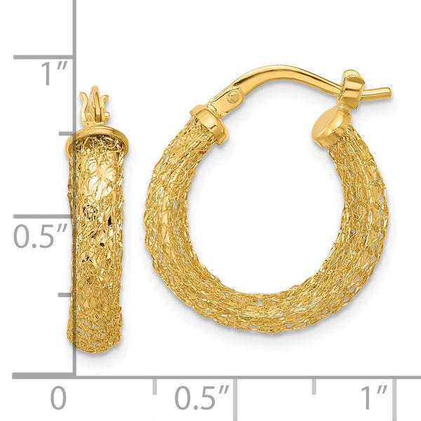 Leslie's 14K Polished and Textured Hoop Earrings Image 3 Morin Jewelers Southbridge, MA