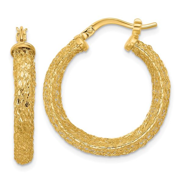 Leslie's 14K Polished and Textured Hoop Earrings Alexander Fine Jewelers Fort Gratiot, MI