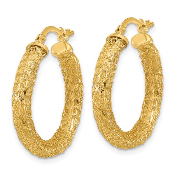 Leslie's 14K Polished and Textured Hoop Earrings Image 2 Conti Jewelers Endwell, NY