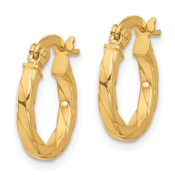 Leslie's 14K Polished and Grooved Hoop Earrings Image 2 Conti Jewelers Endwell, NY