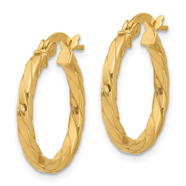 Leslie's 14K Polished and Grooved Hoop Earrings Image 2 Galicia Fine Jewelers Scottsdale, AZ