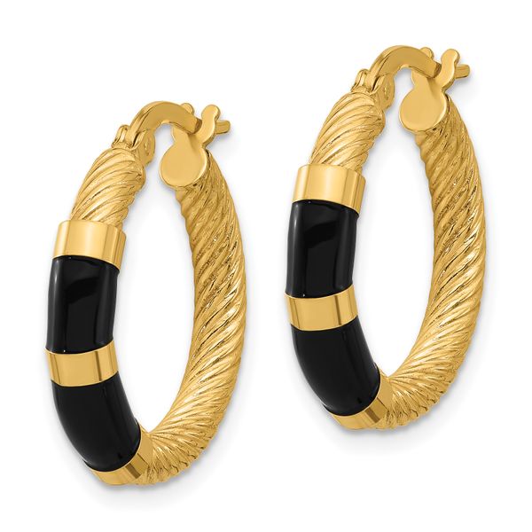Leslie's 14K with Enamel Polished and Grooved Hoop Earrings Image 2 Morin Jewelers Southbridge, MA