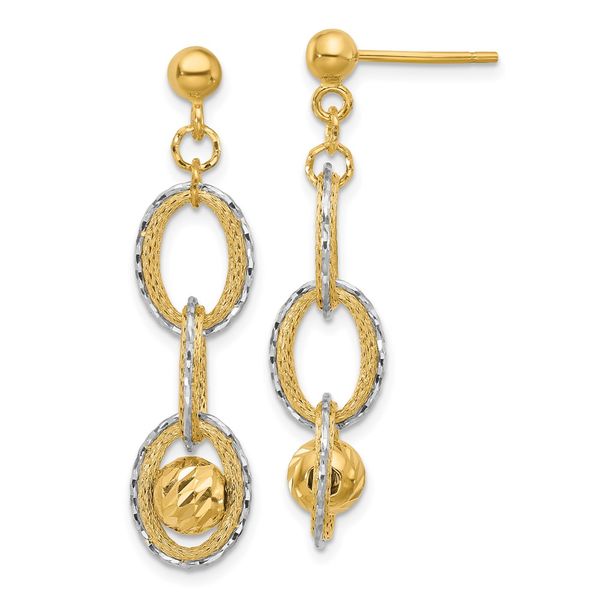 Leslie's 14K Two-tone Polished and Diamond-cut Dangle Post Earrings John E. Koller Jewelry Designs Owasso, OK