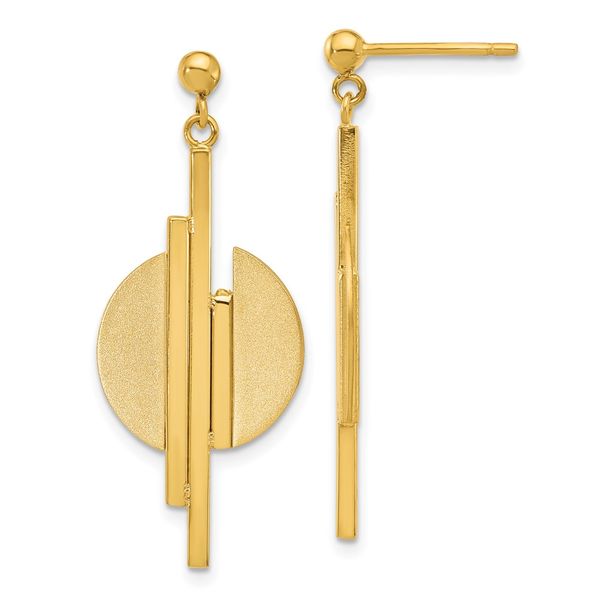 Leslie's 14K Polished and Brushed Dangle Post Earrings Delfine's Jewelry Charleston, WV