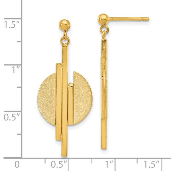 Leslie's 14K Polished and Brushed Dangle Post Earrings Image 3 Conti Jewelers Endwell, NY