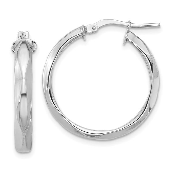 Leslie's 14K White Gold Polished Round Hoop Earrings The Hills Jewelry LLC Worthington, OH