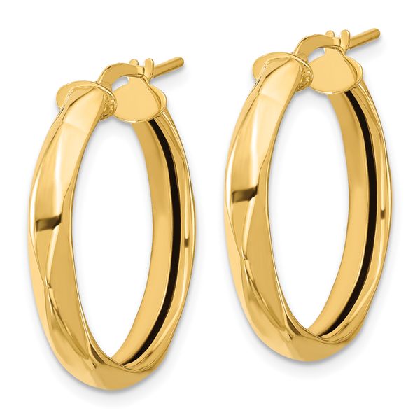 Leslie's 14K Polished Round Hoop Earrings Image 2 Peran & Scannell Jewelers Houston, TX