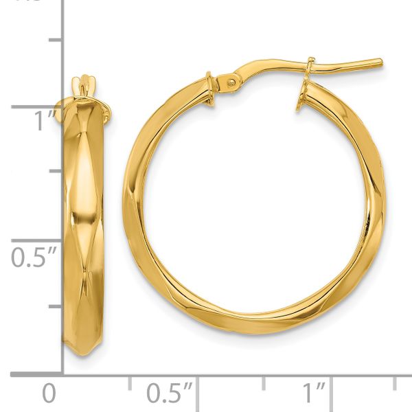 Leslie's 14K Polished Round Hoop Earrings Image 3 Ask Design Jewelers Olean, NY