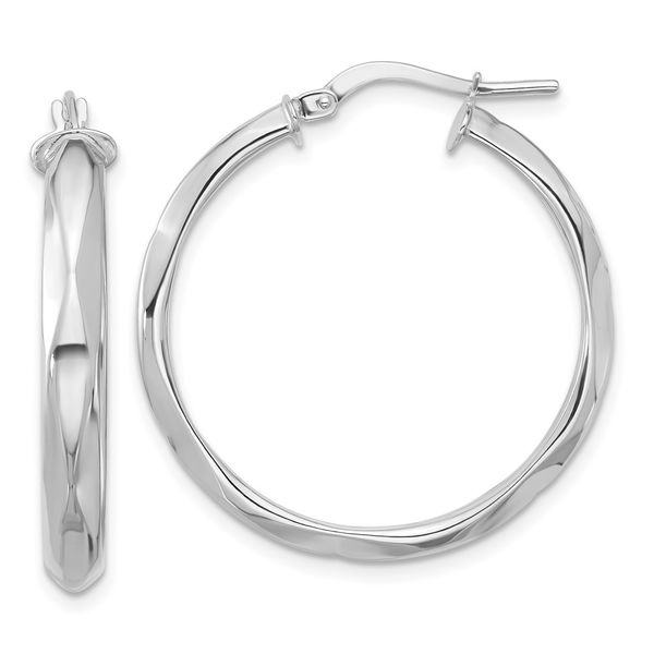 Leslie's 14K White Gold Polished Round Hoop Earrings The Hills Jewelry LLC Worthington, OH