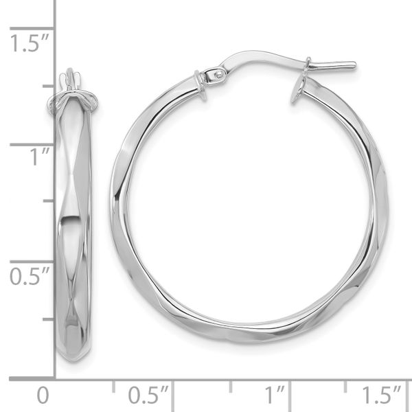 Leslie's 14K White Gold Polished Round Hoop Earrings Image 3 Chandlee Jewelers Athens, GA