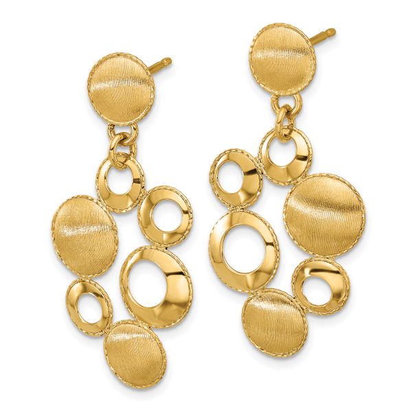 Leslie's' 14K Polished and Satin Circles Post Dangle Earrings Image 2 Boyd Jewelers Wesley Chapel, FL