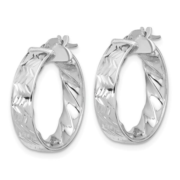 Leslie's 14k White Gold Polished and D/C Hoop Earrings Image 2 Valentine's Fine Jewelry Dallas, PA