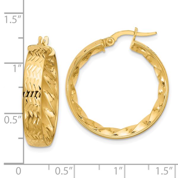 Leslie's 14k Polished and D/C Hoop Earrings Image 3 Spath Jewelers Bartow, FL