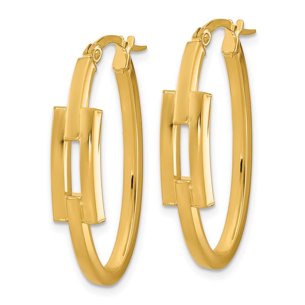 Leslie's 14k Polished Oval Sqare Tube Hoop Earrings Image 2 Graham Jewelers Wayzata, MN
