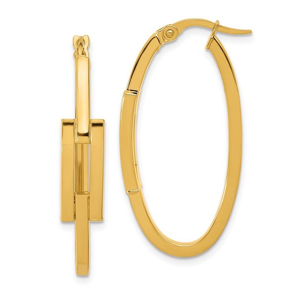 Leslie's 14k Polished Oval Sqare Tube Hoop Earrings Ask Design Jewelers Olean, NY