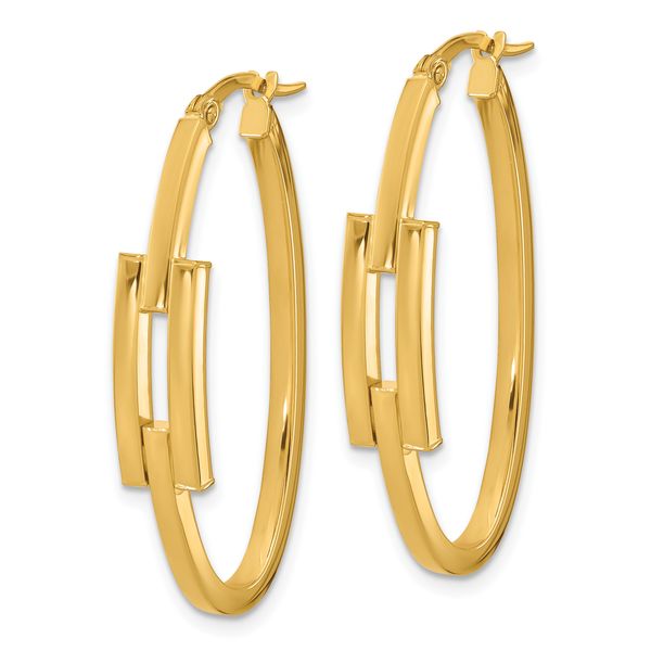 Leslie's 14k Polished Oval Sqare Tube Hoop Earrings Image 2 Spath Jewelers Bartow, FL