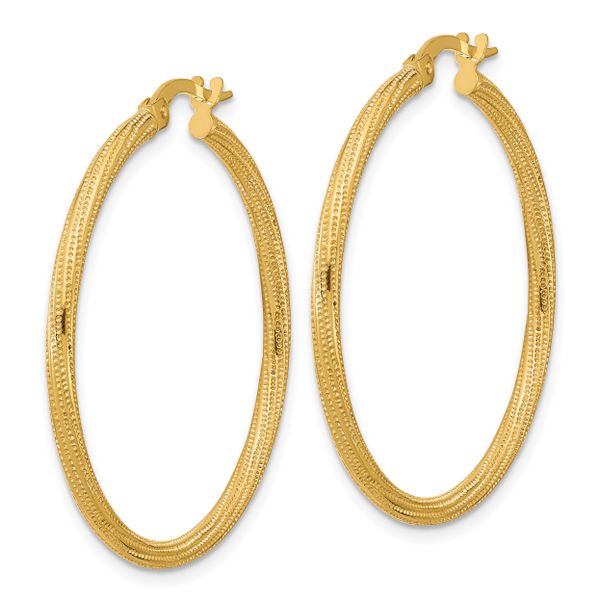 Leslie's 14k Polished and Textured Twisted Tube Hoop Earrings Image 2 JMR Jewelers Cooper City, FL