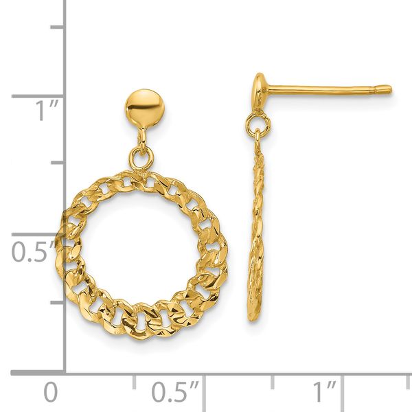 Leslie's 14K Polished and Diamond-cut Circles Dangle Post Earrings Image 3 Z's Fine Jewelry Peoria, AZ
