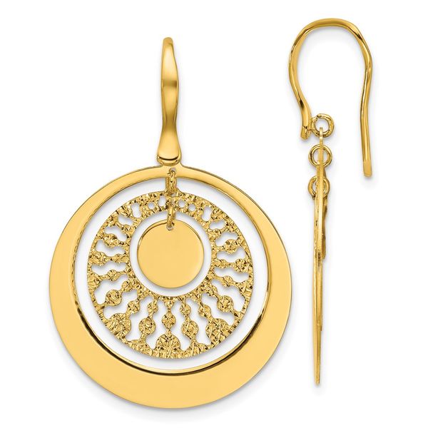 Leslie's 14K Polished and Diamond-cut Circles Dangle Earrings Galicia Fine Jewelers Scottsdale, AZ