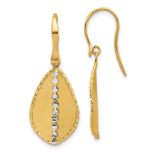 Leslie's 14K Two-tone Polished and Satin Teardrop Dangle Earrings Minor Jewelry Inc. Nashville, TN