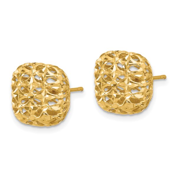 Leslie's 14K Polished Puffed Square Post Earrings Image 2 Peran & Scannell Jewelers Houston, TX