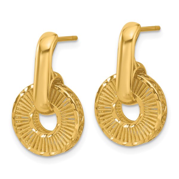 Leslie's 14K Polished and Diamond-cut Dangle Post Earrings Image 2 Chandlee Jewelers Athens, GA