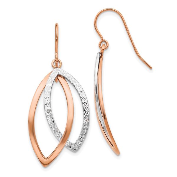 Leslie's 14K Two-tone White/Rose Polish/Textured Wire Dangle Earrings Biondi Diamond Jewelers Aurora, CO