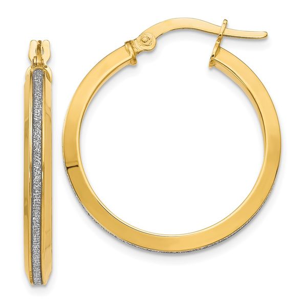 Leslie's 14K Polished Glimmer Infused Hoop Earrings Diamond Design Jewelers Somerset, KY