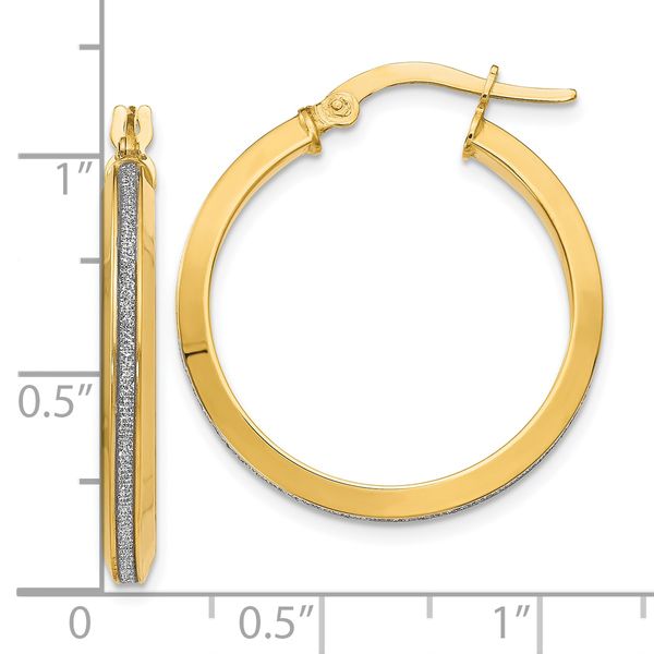 Leslie's 14K Polished Glimmer Infused Hoop Earrings Image 4 Diamond Design Jewelers Somerset, KY