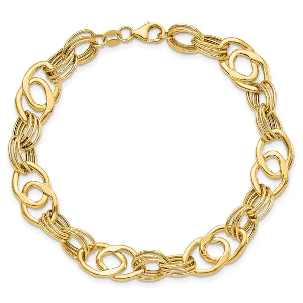 9ct Yellow & White Gold Fancy Link Chain Bracelet