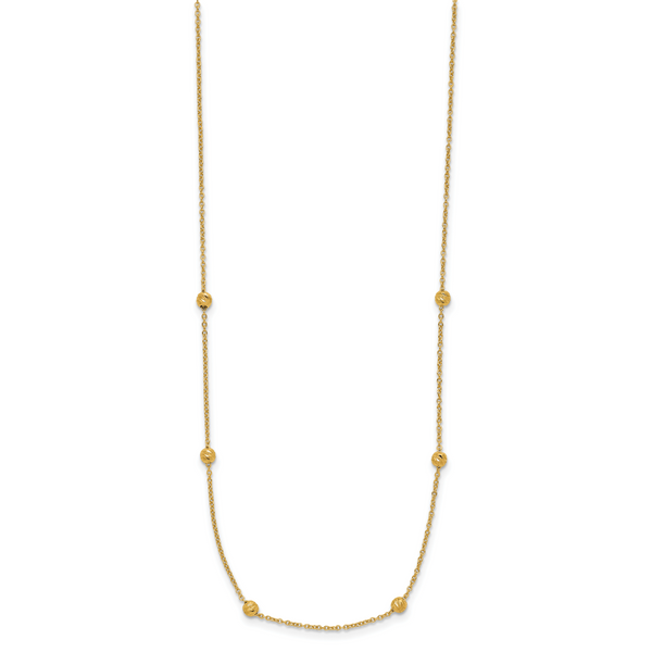 Leslie's 14K Polished D/C Beaded 17in with 2in ext. Necklace Image 2 Galicia Fine Jewelers Scottsdale, AZ