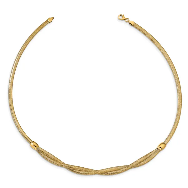 YELLOW GOLD SNAKE MESH NECKLACE