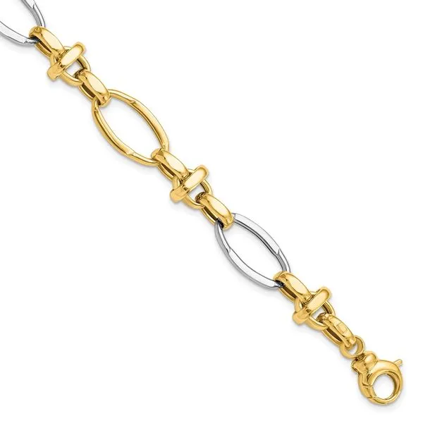 Leslie's 14K Two-tone Polished Fancy Link Bracelet