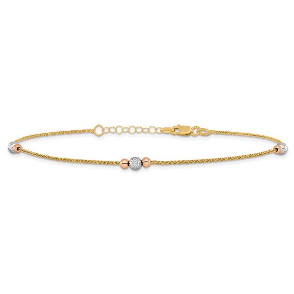 Leslie's 14K Two-tone Polished D/C w/1 in ext. Anklet Image 3 Carroll's Jewelers Doylestown, PA