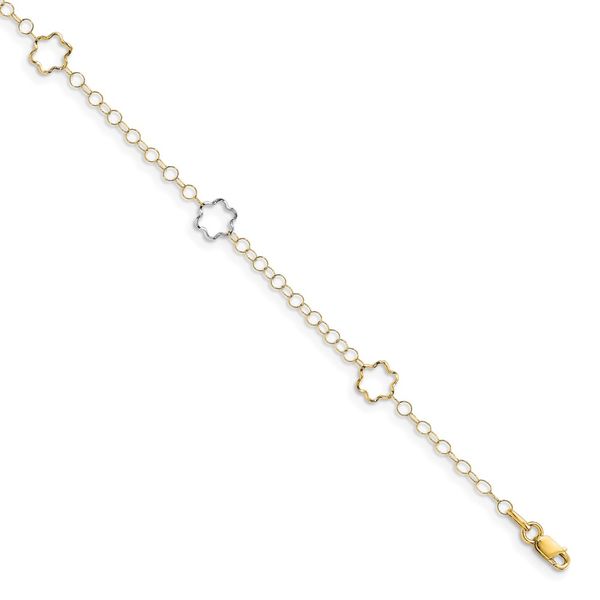 Leslie's 14K Two-tone Polished w/1in ext. Anklet Greenfield Jewelers Pittsburgh, PA