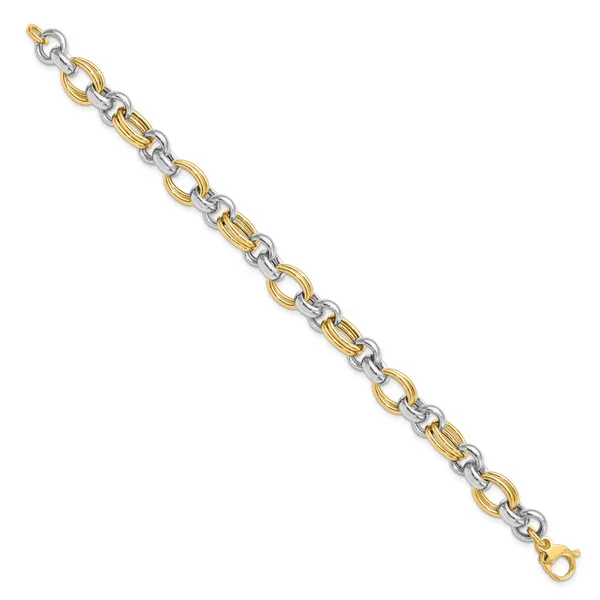 Leslie's 14K Two-tone Polished Link Bracelet LF1297-7.5 | Linwood