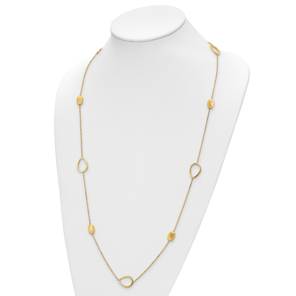 Leslie's 14K Polished and Scratch-finish Beaded Necklace Image 2 Jewelry Design Studio Jensen Beach, FL