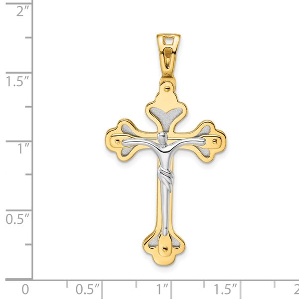 Leslie's 14K Two-tone Crucifix Pendant Image 4 Crews Jewelry Grandview, MO