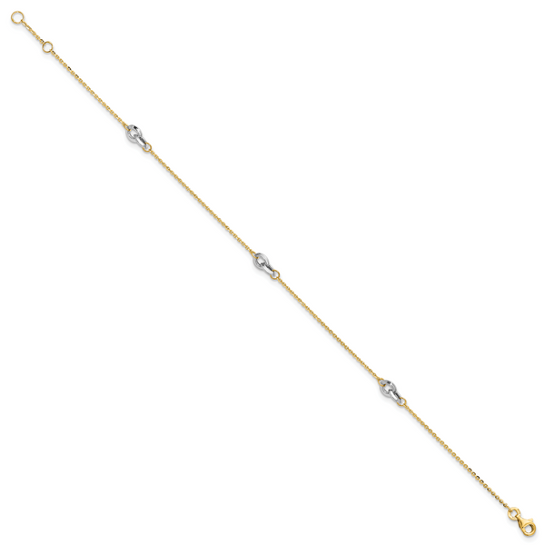 Leslie's 14K Two-tone Polished w/ .5in ext. Anklet Image 2 Minor Jewelry Inc. Nashville, TN