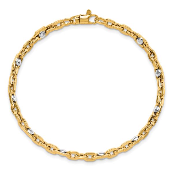 Leslie's 14K Two-tone Polished Link Bracelet Image 4 Diamond Design Jewelers Somerset, KY