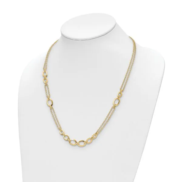 Polished Gold Link Pendant Necklace