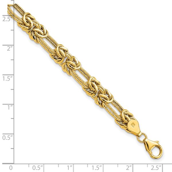 Leslie's 14k Polished Textured Fancy Link Bracelet Image 4 Diamond Design Jewelers Somerset, KY