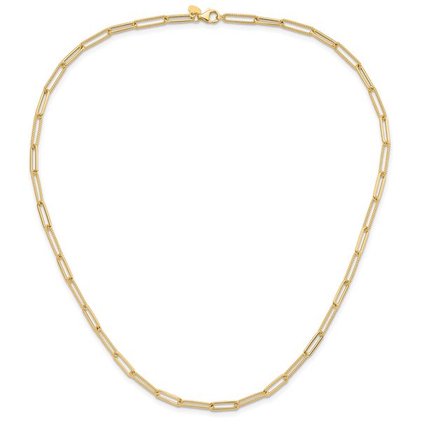 Leslie's 14K Polished and Textured Paperclip Link Necklace Image 3 Jewelry Design Studio Jensen Beach, FL
