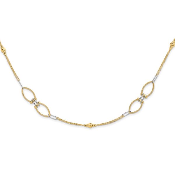 Leslie's 14K Two-tone Dia-cut Beads Fancy Link with 1in. ext Necklace Glatz Jewelry Aliquippa, PA