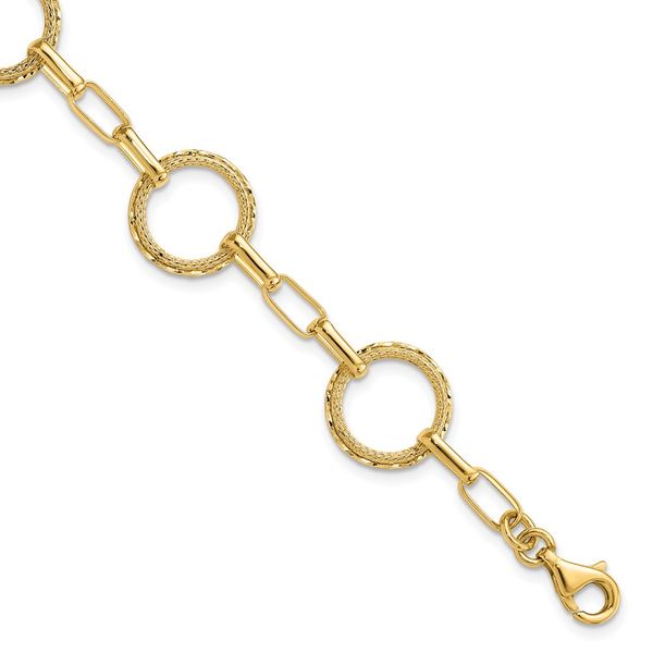 Leslie's 14K Dia-cut and Textured Circles Fancy Link Bracelet Glatz Jewelry Aliquippa, PA